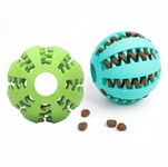 HUAOAO 2 Pcs Dog Treat Ball, Dog Food Dispenser Ball, Rubber Interactive Dog Toys for Boredom, Dog Chew Ball Toy for Teeth Cleaning