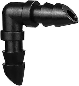 iMopo 70 Pack Drip Irrigation Barbed Elbow Fittings,Barbed Connector Fits Universal 1/4" Drip Tubing, 90 Degree Drip Line Corner for Drip or Sprinkler System