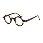 Hand Made Small Vintage Round Eyeglass Frames Full Rim Acetate Glasses Rx able (Tortoise)