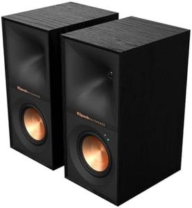 Klipsch Reference R-40PM Powered Bookshelf Speakers - 90-Degree x 90-Degree Tractrix Horn - Linear Travel Suspension - Sleek, Modern Appearance