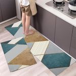 KRLZ Kitchen Mats for Floor Non-Slip, Memory Foam Kitchen Mat Waterproof, Cushioned Anti Fatigue Mat 2 Piece, Ergonomic Standing Mat for Bar, Office,Desk, Laundry(40 * 120cm+40 * 60cm) (M-2)