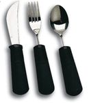 Weighted Extra Wide Handles Easy Grip Cutlery Set, Disability Ideal Dining aid for Elderly Disabled Arthritis Parkinson's Disease Tremors Sufferers (3PCS Curved)