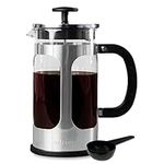 Farberware French Press Coffee Maker, Tea & Espresso Maker, Stainless Steel Cold Brew Press, Heat-Resistant Borosilicate Glass, BPA-Free, Measuring Spoon Included, 8 Cup Capacity (Stainless)