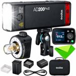GODOX AD200 Pro II AD200ProII 200Ws 2.4G TTL Flash Strobe, 500 Full Power Flashes, Recycle Time Approx.0.01~1.8s Pocket Strobe Flash for Canon, Sony, Nikon, Fuji, Olympus, Panasonic(AD200Pro Upgraded)