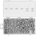500PCS Industrial Aluminum Pop Rivet Assortment for Hand/Air Riveter Gun, 5 Sizes Blind Rivet Set