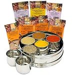 Offer Shop Indian Spices for Cooking with Stainless Steel Dabba with Clear Lid - 7 Authentic Kitchen Masala Powder | Perfect Cooking Gift