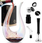 Wine Decanter Set, 1200ml Red Wine Iridescent Carafe With Bottle Opener, Stopper, Cleaning Beads and Wine Pour, Colorful Wine Aerator Gift Set Wine breather, Lead-free Crystal Glass Wine Accessories