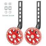 FORTOP a Pair of Kids Bike Riding Flash Silent Training Wheels, Suitable for 12-20 inch Single Speed Bicycles (Red)