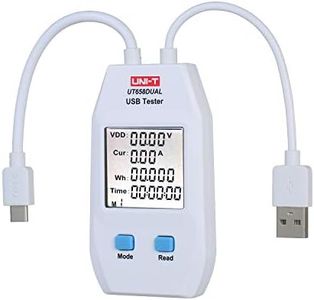 REFENG USB Tester, USB Power Meter, LCD USB Tester, Detector Voltmeter Ammeter Digital Power Capacity Tester (UT658-Dual)