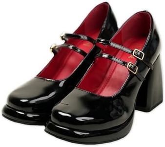 Theater Women Black Chunky Platform Block Heels | Mary Jane | Stylish & Comfortable | Formal & Casual Wear