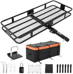 GarveeTech 70" x 30" Heavy-Duty Folding Hitch Cargo Carrier – 600 Lbs Capacity, Includes Ratchet Straps & Waterproof Cargo Bag, Integrated Hitch Lock & Reflective Panels, Fits 2" Receiver for SUVs