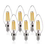 6-Pack B11 LED Candelabra Bulbs, ALAMPEVER Dimmable 4.5W (60W Equivlant) LED Chandelier Light Bulbs, E12 Base,2700K Soft White, 450LM,CRI80