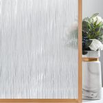 VELIMAX Frosted Window Privacy Film Non Adhesive Window Cling Removable Glass Covering Clear Water Opaque Window Film for Home Anti UV 44x200cm