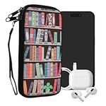 kwmobile Neoprene Sleeve for Smartphone Size XL - 6.7/6.8" - Shock Absorbing Pouch Case - Protective Phone Bag - Summer Library Blue/Green/Dark Pink