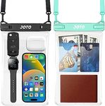 JOTO Large Waterproof Phone Pouch, IPX8 Big Dry Bag Underwater Phone with Lanyard for iPhone 15 14 13 Pro Max, Galaxy S24 Ultra S23 S22, Waterproof Wallet for Beach- 2 Pack, Backgreen