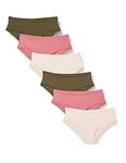 Amazon Essentials Women's Hipster Knickers (Available in Plus Size), Pack of 6, Blush/Dark Khaki Green/Mauve, 4XL Plus