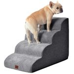EHEYCIGA Curved Dog Steps for Bed, 4-Step Dog Stairs for Sofa, High Density Foam Pet Steps for Small Dogs & Cats, Pet Stairs for High Bed, Non-Slip Dog Ramp with Washable Cover, 72x40x50cm, Dark Gray