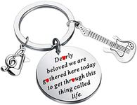 Zuo Bao Inspirational Gifts Guitar Keychain Dearly Beloved We are Gathered Here Today Prince Jewelry for Friend Keyring, Silver, Medium