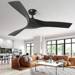 DWVO 52" Ceiling Fan with Remote, 3 Blade Ceiling Fans Reversible 6 Speeds with Quiet DC Motor and 2 Downrods for Bedroom, Living Room, Dining Room, Patio, Office