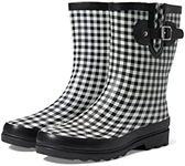 Western Chief Waterproof Mid Rain Boot Grunge Gingham Black 6 M