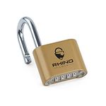 Rhino Lock Secure Lock - Combination Padlock - Gold 4 Digit Combination Lock for Gym, School & Work Lockers; Suitable for Outdoor Use with Fences, Hasps, Sheds & Toolboxes (UK Brand)