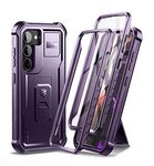 Dexnor Full Body Case for Samsung Galaxy S23 Plus【Double Front Frame & Kickstand 】, Bumpershock Technology Drop Protection Rugged Phone Cover Shockproof Protective Bumper Case - Phantom Purple