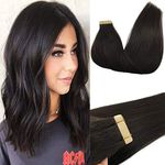 GOO GOO Tape in Hair Extensions human hair, tape Hair Extensions, 20inch 50g 20pcs, Human Hair Extensions, 1B Natural Black