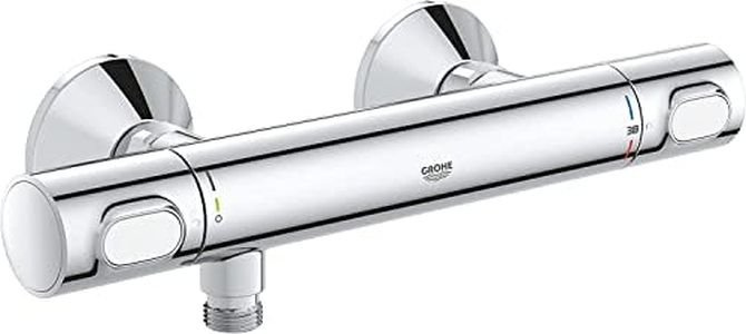 GROHE Precision Flow - Wall Mounted Thermostatic Shower Mixer (Safety Button at 38°C, Temperature Limiter at 43°C included, Eco Technology to Reduce Water and Energy Consumption), Chrome, 34840000