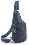 Telena Sling Bag for Women Vegan Leather Crossbody Bags Small Fanny Pack Chest Bag for Women Blue