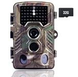 Trail Wildlife Camera 16mp 1080p, Game Deer Camera with Night Vision Motion Activated Waterproof with 120°Wide-Angle and 3 PIR Sensor, 82ft/25m 940nm No Glow IR Leds 46pcs 0.3s Trigger for Hunting