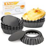 Cyimi 12 pcs Egg Tart Molds, 3 Inch Mini Tart Pans Removable Bottom, Cupcake Cake Muffin Mold Tin Pan Baking Tool, Reusable Quiche Bakeware Carbon Steel for Pies, Quiche, Cheese Cakes, Desserts,7.6CM