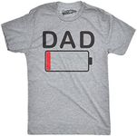 Mens Dad Battery Low Funny Sarcastic Graphic Tired Parenting Fathers Day T Shirt (Light Heather Grey) - XL