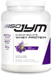 Jym Supplement Science Iso Jym, 90 Calories, 100% Whey Protein Isolate, Zero Fat, Zero Sugars, Mixes Clear, For Women & Men, Grape, 20 Servings