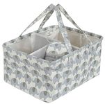 Babycurls Portable Baby Nappy Diaper Organiser Caddy XL With Carry Handles & Bottle Warmer 3 Large Compartments 10 Side Pockets For Wipes & Nappy Sacks (Grey Elephants)