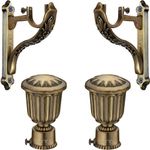 Arena Aluminium Curtain Holder | for Window and Door Parda Holder with Finials Set for Home Decor | Curtain Rod Holder | Curtain Accessories and Curtain Brackets Pack of 2 (Antique Brass)