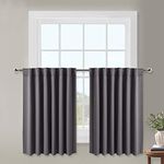 NICETOWN Grey Blackout Curtains 2 Panels 36 inches Long for Kitchen/Basement Windows - Room Darkening Light Reducing Small Window Drapes for Bathroom/RV Window Covers, Grey, W29 x L36 inch, 2 Pieces