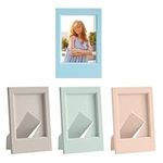 kwmobile Mini Picture Frame Set in Light Grey/Light Blue/Light Green/Light Pink - 4X Photo Frames for Instant Camera Photos - Plastic Standing Frames