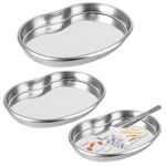 3PCS Stainless Steel Kidney Tray, Basin Stainless Steel Tray Curved Medical Tray, Professional Surgical Kidney Dish Large Curved Metal Instrument Tray Stainless Steel Tray Lab Instrument Tool Trays