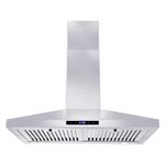 30 inch Wall Mount Range Hood, Stainless Steel Kitchen Hood with 2 LED Lights,Touch Control Kitchen Vent Hood, Ducted/Ductless Convertible, Ceiling Chimney-Style Stove Vent Hood,SNDOAS