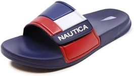 Nautica Men's Bower 2 Athletic Slide, Adjustable Straps Comfort Sandal-Navy/White/Red-11