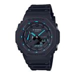 Casio G-Shock Quartz Watch with Analogue Digital Display, Blue Resin Case, Plastic Strap, 200 Metres Waterproof Rating, Long Battery Life, Model GA-2100-1A2ER