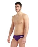 ARENA Men’s Team Solid Swim Brief MaxLife Athletic Swimwear Competition Pool Training Swimsuit Professional Bathing Suit Plum/White