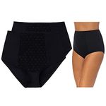 Ellen Tracy Women's Perfect Shape Control Brief with Dot Mesh (Pack of 2), Black, XXL