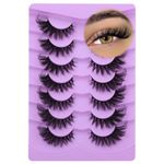 ALICE Lashes Dramatic Eyelashes Fox Eye Lashes Mink Fluffy False Lashes Cat Eye Long Wispy Fake Eyelashes Curl Volume Strip Lashes 7 Pairs Pack