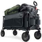 TIMBER RIDGE Festival Trolley on Wheels with Adjustable Handle, 200L Collapsible Wagon Cart for Camping Outdoor Picnic Beach Garden, Heavy Duty Foldable Hand Truck, Large Capacity, Grey