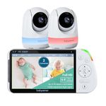 Babysense 5.5” 1080p Full HD Split-Screen Baby Monitor, Video Baby Monitor with Camera and Audio, Two PTZ Cameras, RGB Night Light, 300m Range, Two-Way Audio, 4x Zoom, 5000mAh Battery