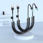 2 Pack Coil for Iphone Charger Cord, Coiled for Apple Carplay Cable Compatible With Iphone14/13/12/11 Pro Max/Xs Max/Xr/Xs/X/8/7/Plus/6s Ipad/Ipod, 6ft Coiled Lightning Cable For Car