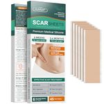 Silicone Scar Sheets, Tape, Strips - Healing Keloid, C-Section and Tummy Tuck - As Surgical Cream, Gel, Patch, Bandage, Pad - Surgery Scars Treatment 5.7"x1.57" - 6 Pack