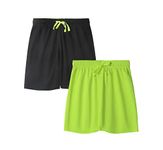 DaniChins Boys Loose Athletic Moisture Wicking Shorts Performance Mesh Shorts, Black/Yellow, 7