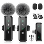 Wireless Lavalier Microphone for iPhone 15/16-2 Pack USB-C Mini Mic for iPhone, Android, iPad with Noise Cancelling & LED Display, Crystal Clear Recording for TikTok, YouTube, Podcast, Vlogging